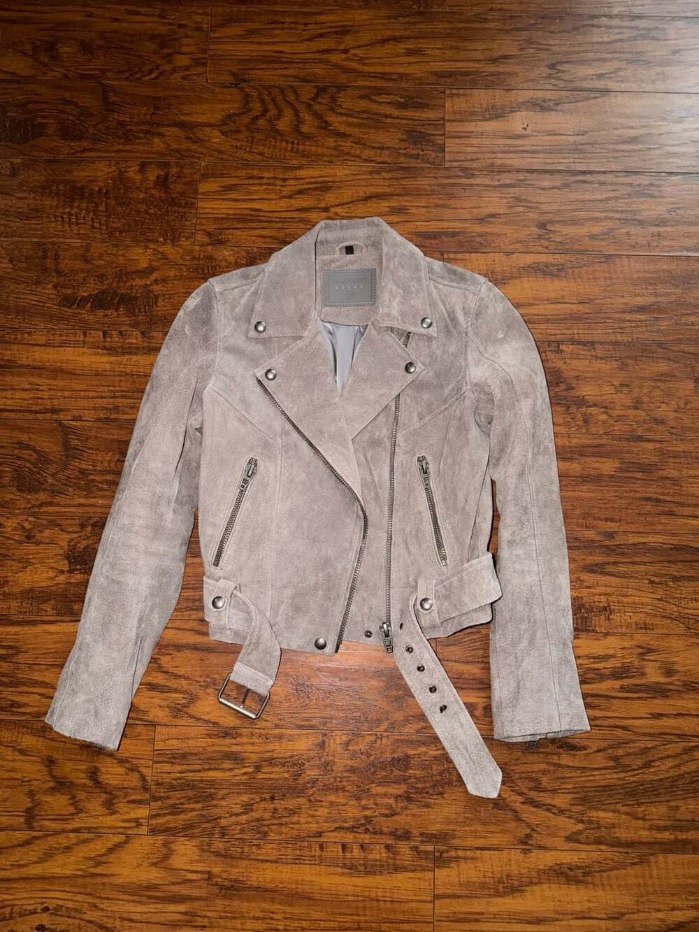 BLANKNYC Suede Leather Moto Jacket in Gray